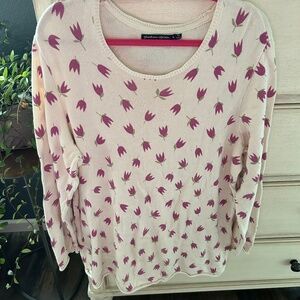 Gudrun Sjoden Women’s Size XL Sweater Tunic Tulips Pink White